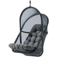 Bery Patio Hanging Swing Chair, Cushioned Dark Gray Mesh - BM339398