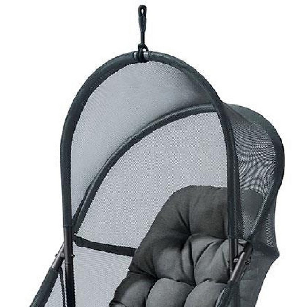 Bery Patio Hanging Swing Chair, Cushioned Dark Gray Mesh - BM339398