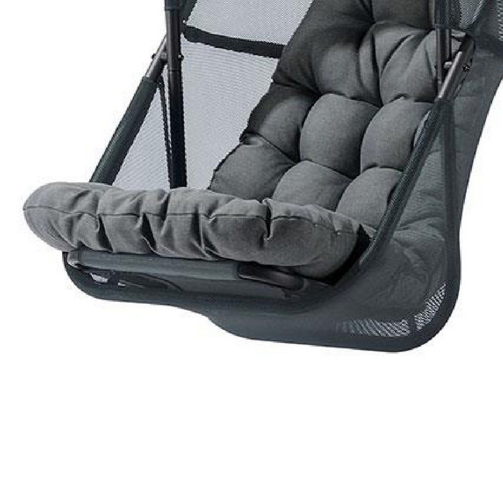 Bery Patio Hanging Swing Chair, Cushioned Dark Gray Mesh - BM339398