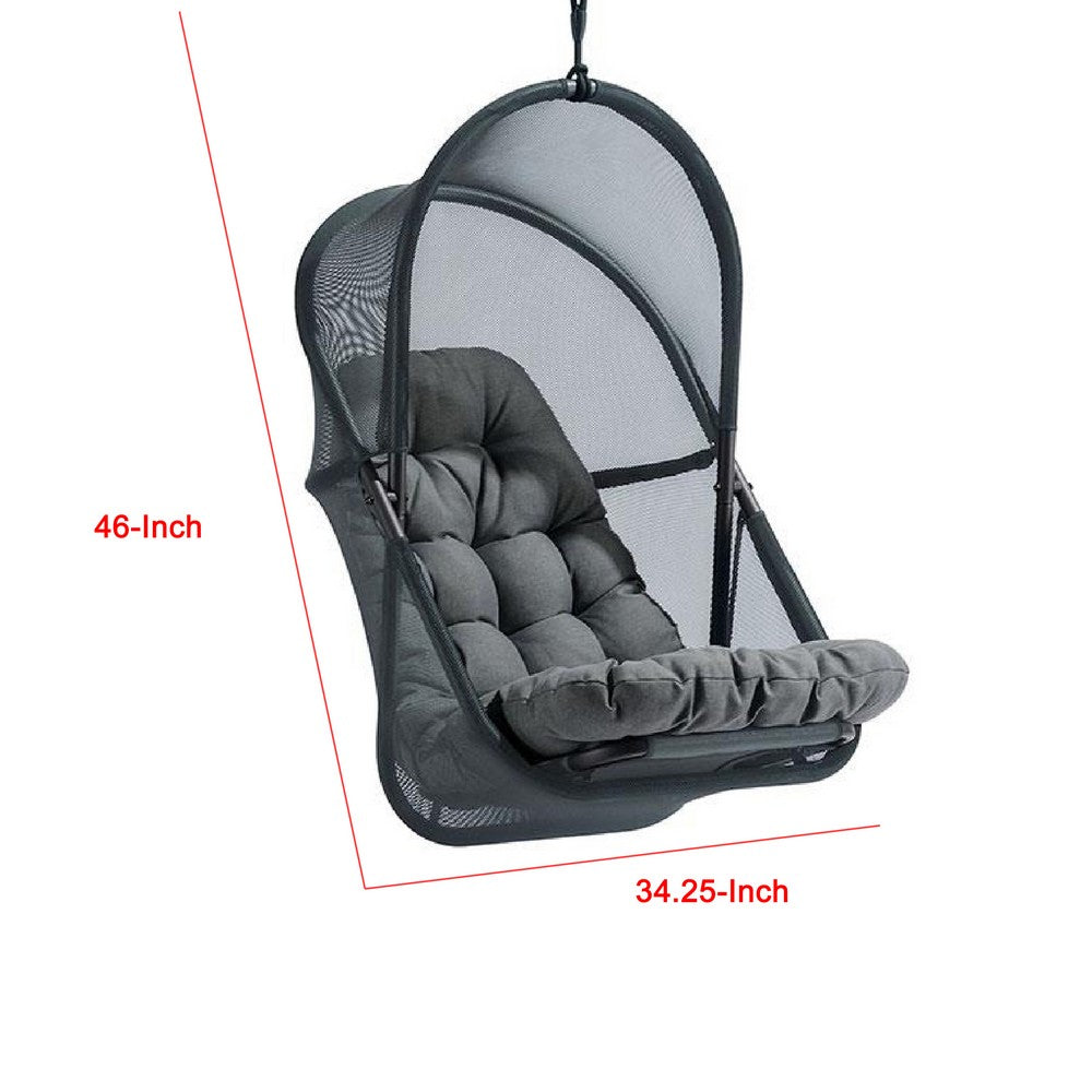 Bery Patio Hanging Swing Chair, Cushioned Dark Gray Mesh - BM339398