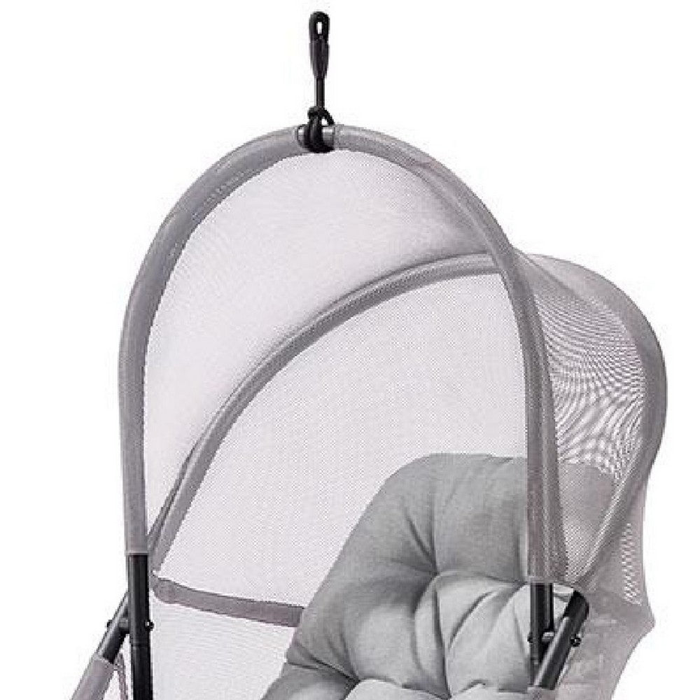 Bery Patio Hanging Swing Chair, Cushioned Light Gray Mesh - BM339399