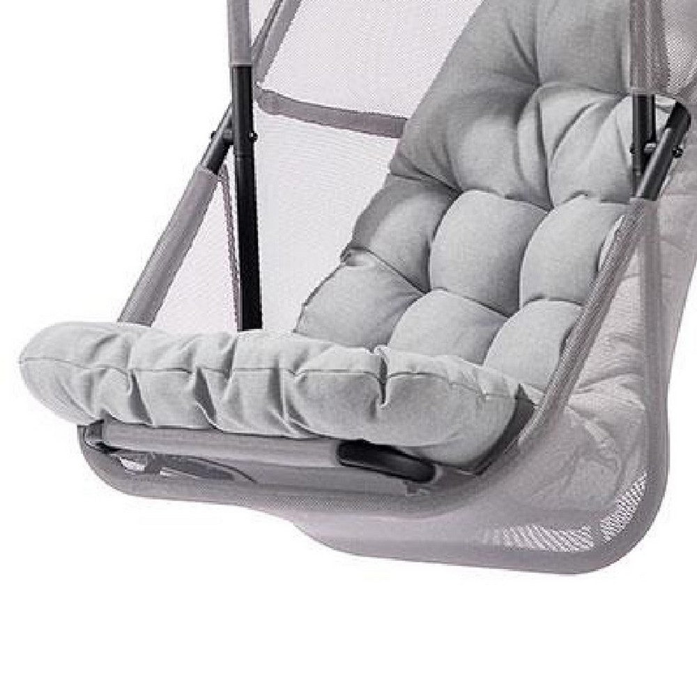 Bery Patio Hanging Swing Chair, Cushioned Light Gray Mesh - BM339399