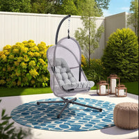 Bery Patio Hanging Swing Chair, Cushioned Light Gray Mesh - BM339399