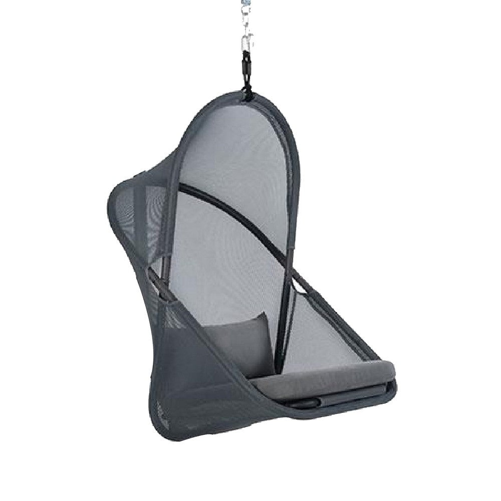 Cery Outdoor Hanging Swing Chair, Cushioned Dark Gray Mesh - BM339400
