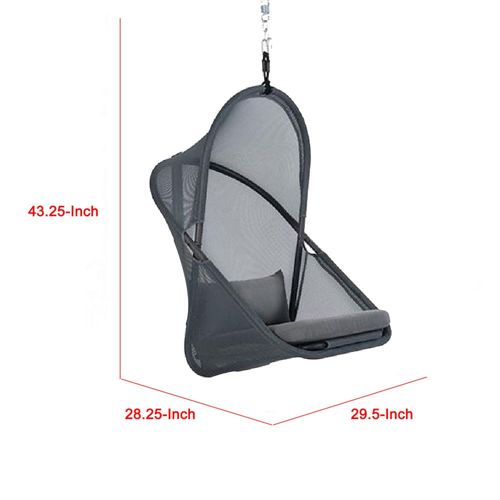 Cery Outdoor Hanging Swing Chair, Cushioned Dark Gray Mesh - BM339400