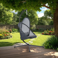 Cery Outdoor Hanging Swing Chair, Cushioned Dark Gray Mesh - BM339400
