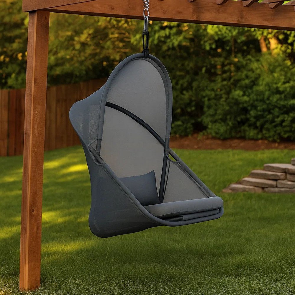 Cery Outdoor Hanging Swing Chair, Cushioned Dark Gray Mesh - BM339400