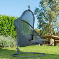 Cery Outdoor Hanging Swing Chair, Cushioned Dark Gray Mesh - BM339400
