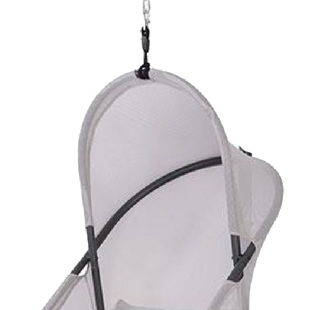 Cery Outdoor Hanging Swing Chair, Cushioned Light Gray Mesh - BM339401