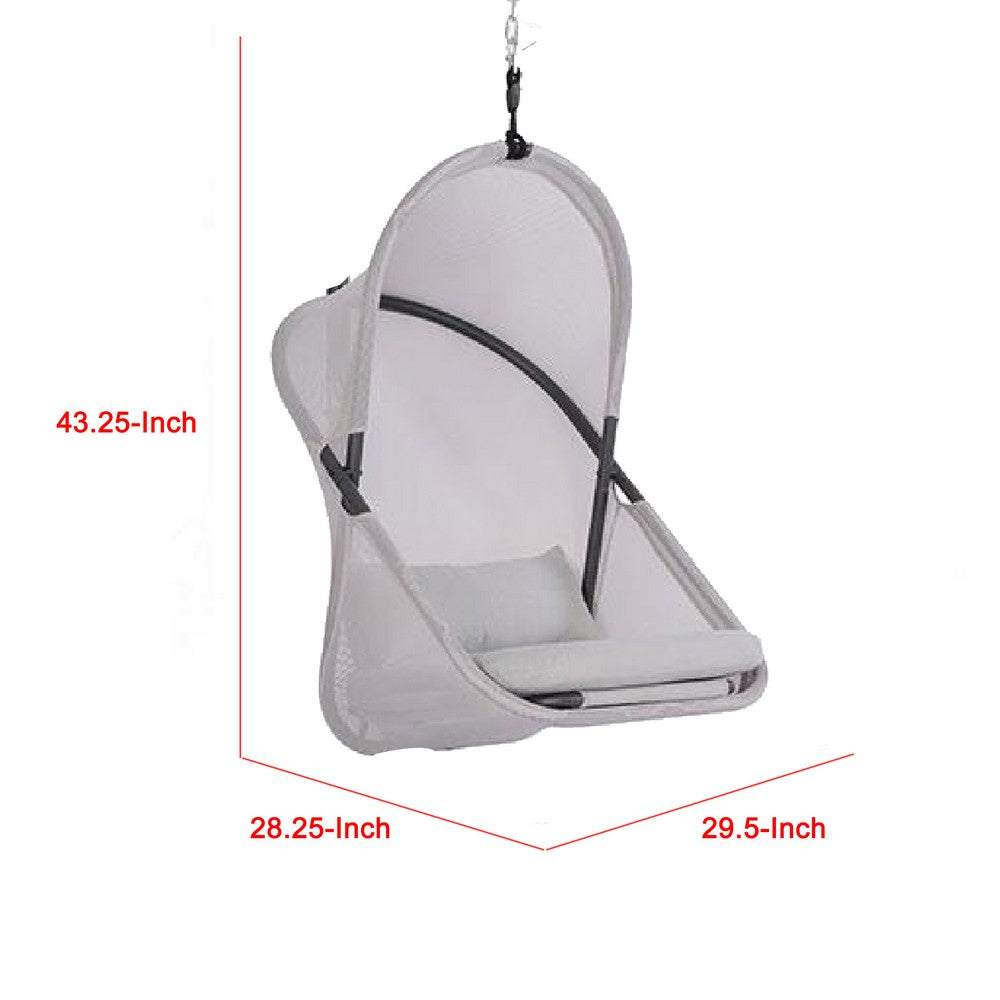 Cery Outdoor Hanging Swing Chair, Cushioned Light Gray Mesh - BM339401