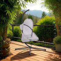 Cery Outdoor Hanging Swing Chair, Cushioned Light Gray Mesh - BM339401