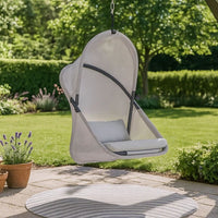 Cery Outdoor Hanging Swing Chair, Cushioned Light Gray Mesh - BM339401