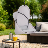 Cery Outdoor Hanging Swing Chair, Cushioned Light Gray Mesh - BM339401