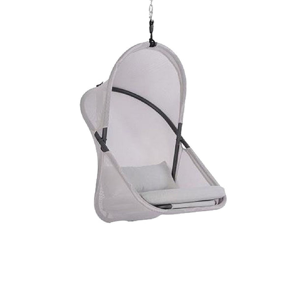 Cery Outdoor Hanging Swing Chair, Cushioned Light Gray Mesh - BM339401