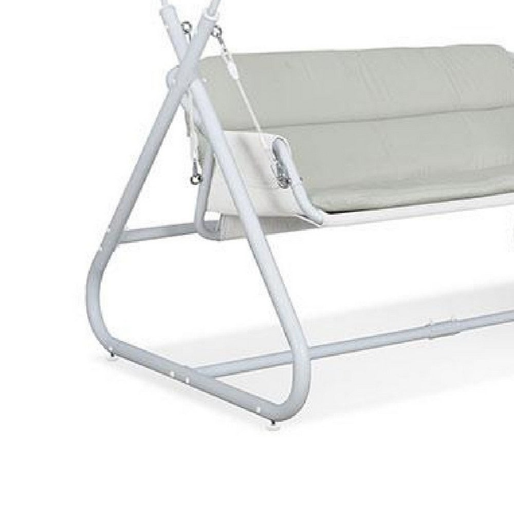 Diz Outdoor Hanging  Double Swing Sofa Chair, White Powder Coated Steel - BM339402