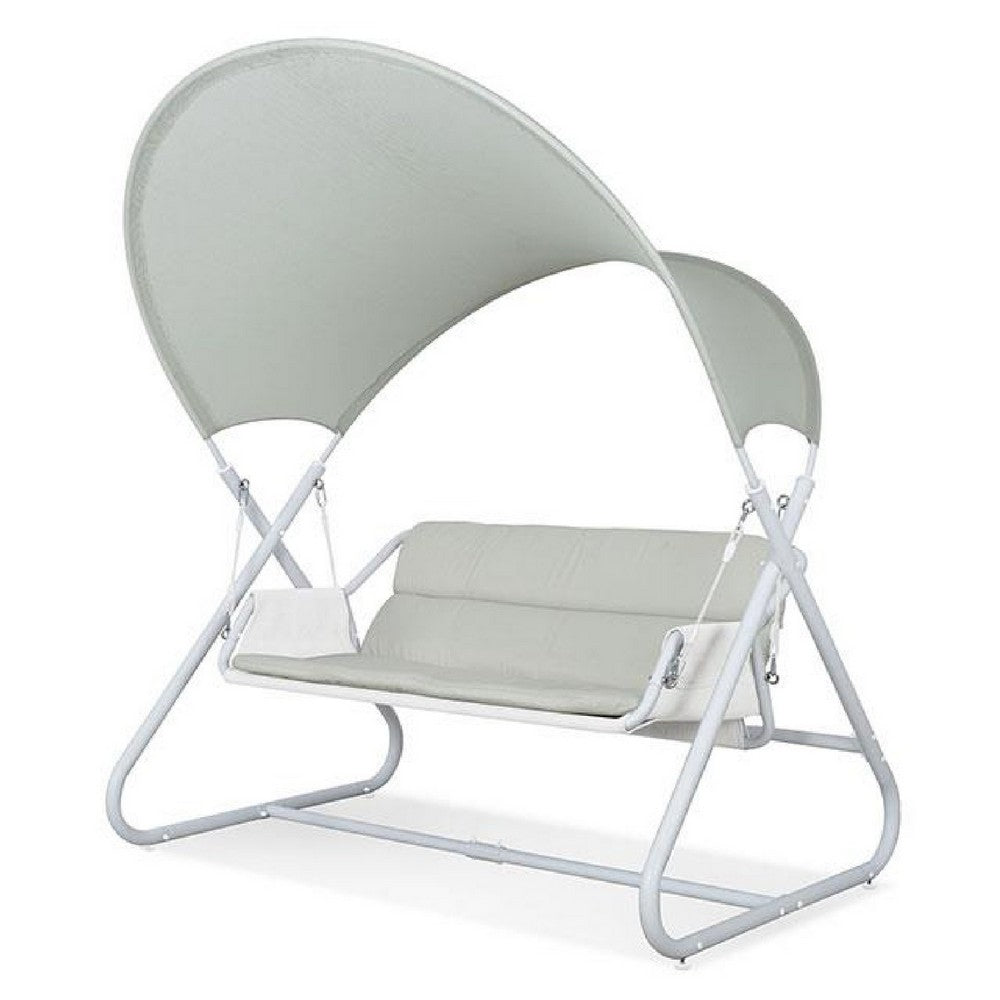 Diz Outdoor Hanging  Double Swing Sofa Chair, White Powder Coated Steel - BM339402