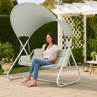 Diz Outdoor Hanging  Double Swing Sofa Chair, White Powder Coated Steel - BM339402