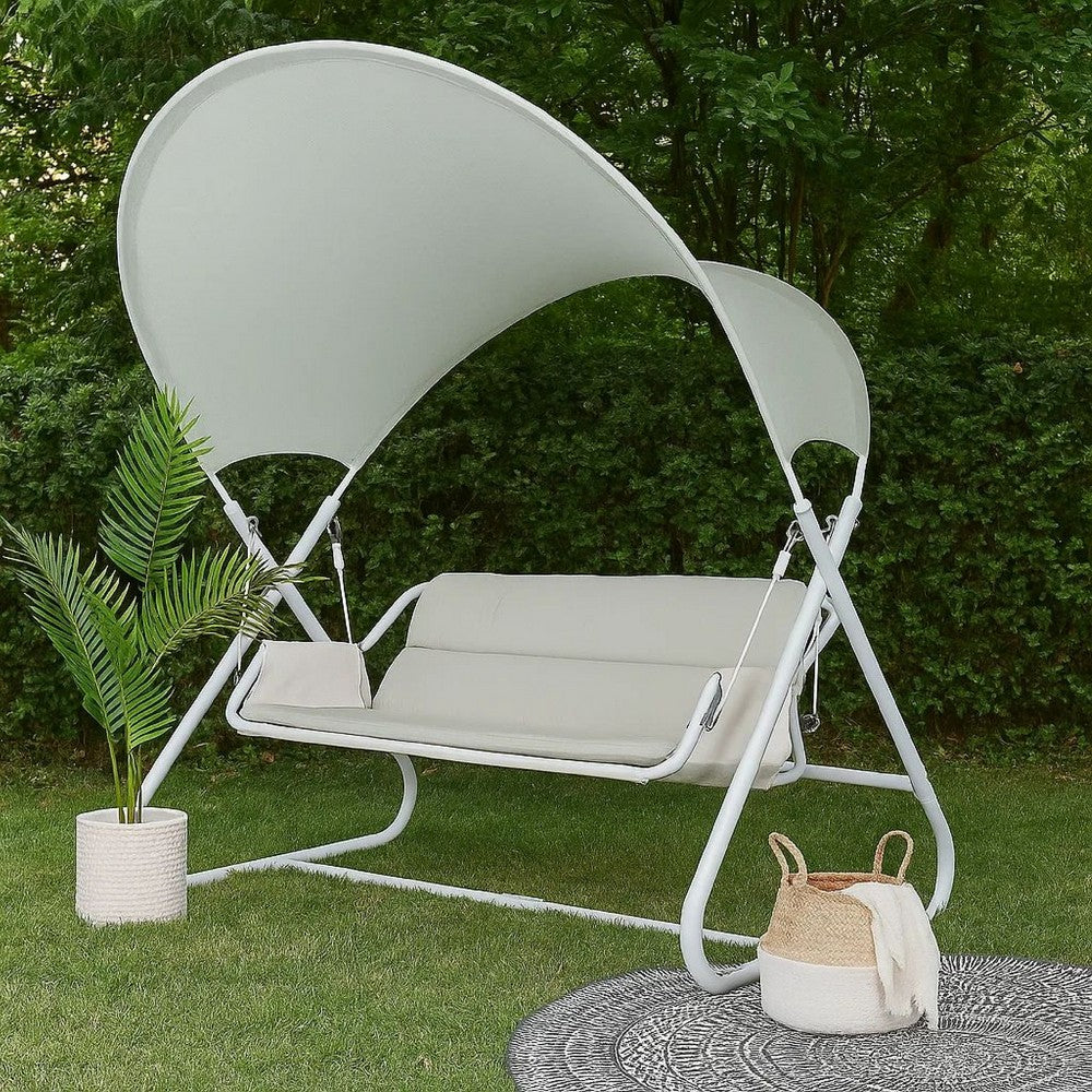 Diz Outdoor Hanging  Double Swing Sofa Chair, White Powder Coated Steel - BM339402