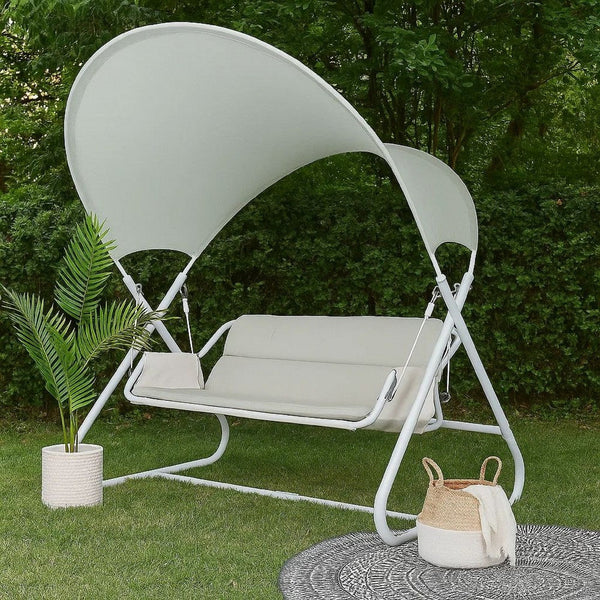 Diz Outdoor Hanging  Double Swing Sofa Chair, White Powder Coated Steel - BM339402