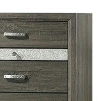 Lito Tall Dresser Chest, 4 Drawers w 1 Jewelry Tray, Glam Silver, Gray - BM339403