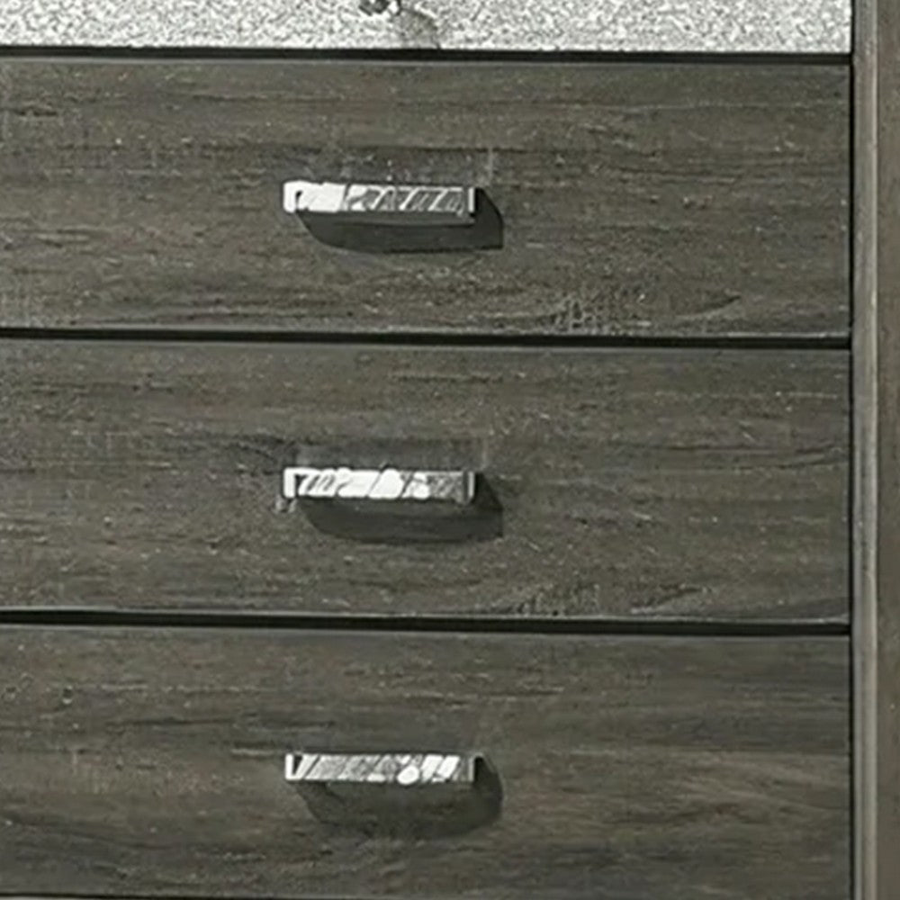 Lito Tall Dresser Chest, 4 Drawers w 1 Jewelry Tray, Glam Silver, Gray - BM339403