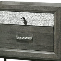 Lito 25 Inch Nightstand, 1 Drawer and Jewelry Tray, Glam Silver, Gray - BM339405