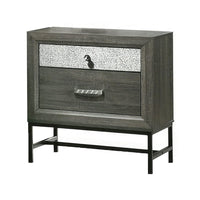 Lito 25 Inch Nightstand, 1 Drawer and Jewelry Tray, Glam Silver, Gray - BM339405