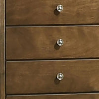 Rouk 5 Drawer Tall Dresser Chest, Transitional, Walnut Brown Solid Wood - BM339406