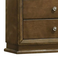 Rouk 5 Drawer Tall Dresser Chest, Transitional, Walnut Brown Solid Wood - BM339406