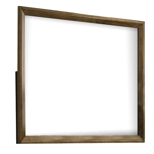 Rouk Dresser Mirror, Walnut Brown Solid Wood, Rectangular 45 Inch Frame - BM339408