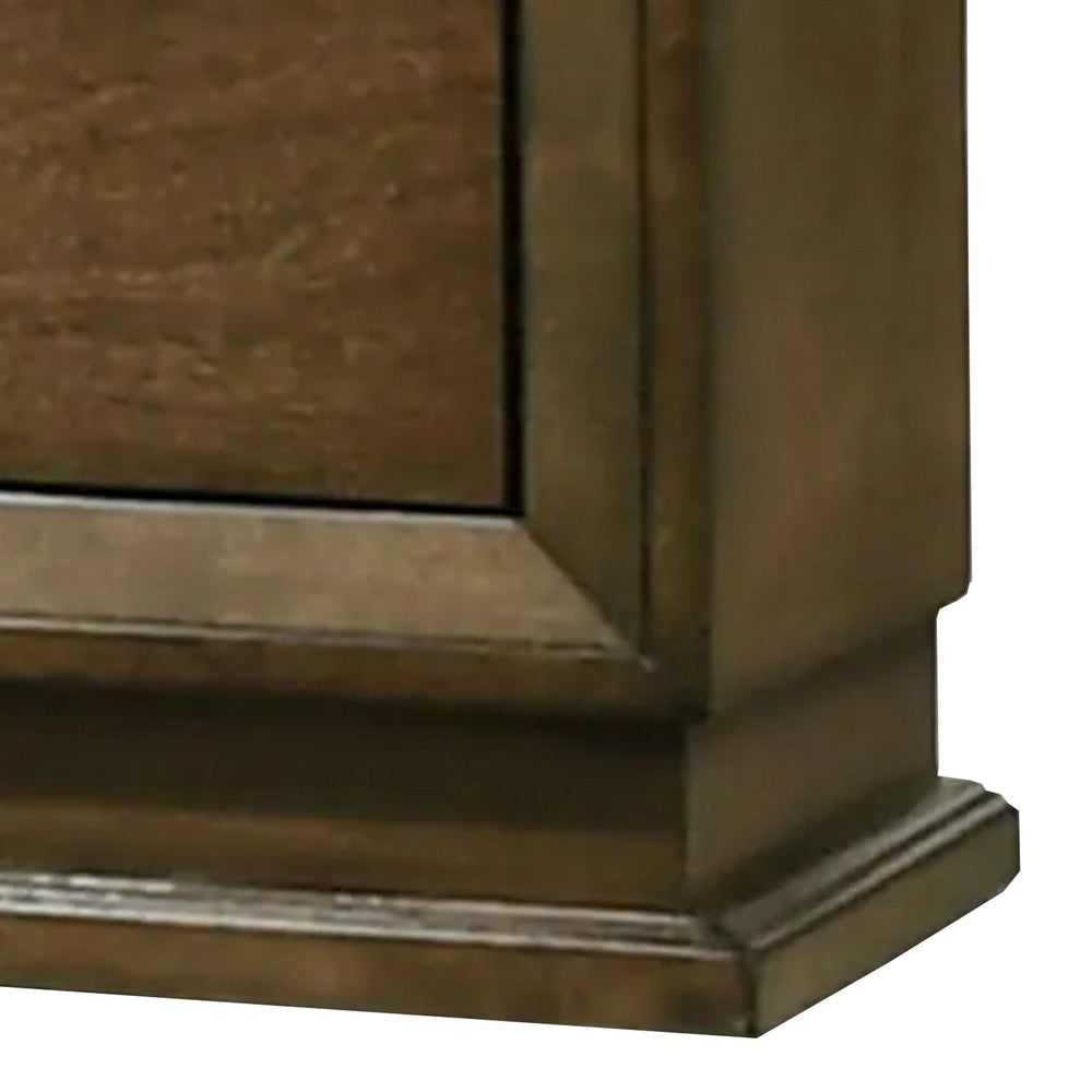 Rouk 24 Inch 2 Drawer Nightstand, Transitional, Walnut Brown Solid Wood - BM339409