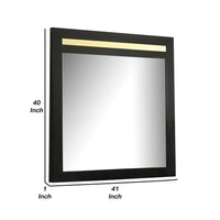 Yoki 41 Inch Dresser Mirror, Modern Glam Black with Gold Acrylic Accents - BM339412