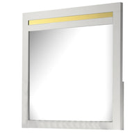 Yoki 41 Inch Dresser Mirror, Modern Glam White with Gold Acrylic Accents - BM339416