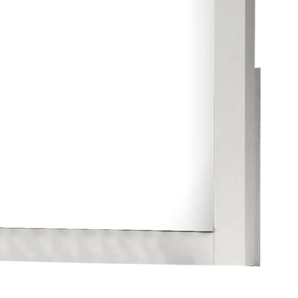 Yoki 41 Inch Dresser Mirror, Modern Glam White with Gold Acrylic Accents - BM339416