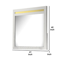 Yoki 41 Inch Dresser Mirror, Modern Glam White with Gold Acrylic Accents - BM339416