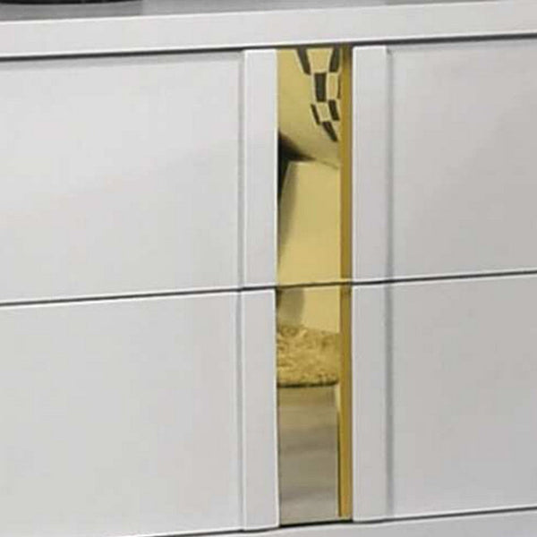 Yoki Nightstand, 2 Drawers, Modern Glam White and Gold, 23 Inch - BM339417