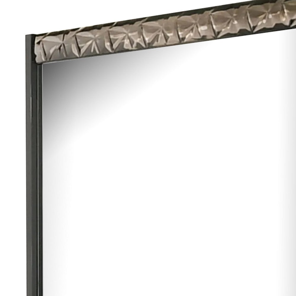 Zara 36x40 Dresser Mirror, Rectangular, Chrome Geo Molding, Ash Gray - BM339420