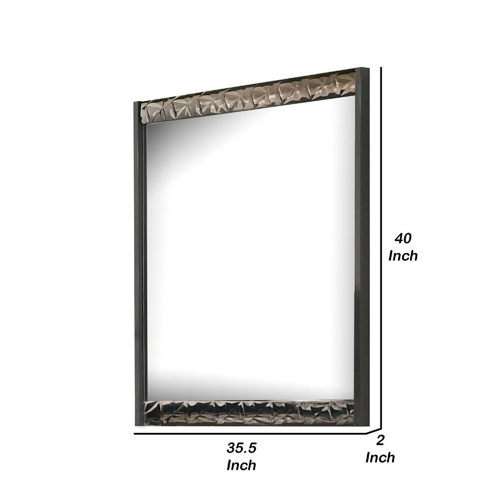 Zara 36x40 Dresser Mirror, Rectangular, Chrome Geo Molding, Ash Gray - BM339420