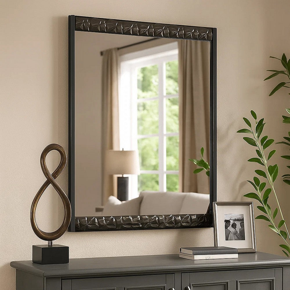 Zara 36x40 Dresser Mirror, Rectangular, Chrome Geo Molding, Ash Gray - BM339420