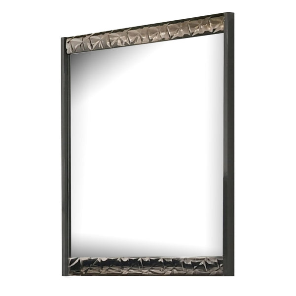 Zara 36x40 Dresser Mirror, Rectangular, Chrome Geo Molding, Ash Gray - BM339420