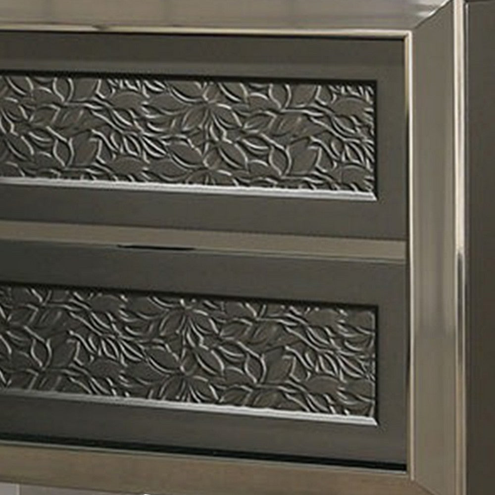 Levi Nightstand, 2 Leaf Molded Framed Drawers, Dark Gray - BM339421