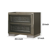 Levi Nightstand, 2 Leaf Molded Framed Drawers, Dark Gray - BM339421