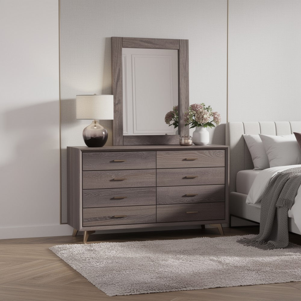 Stav Dresser Mirror with Rectangular Frame, Gray Brazilian Pine Wood - BM339422