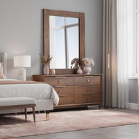 Stav Dresser Mirror, Rectangular Frame, Mahogany Brazilian Pine Wood - BM339423