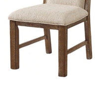 Lovi Side Dining Chair Set of 2, Rustic Oak Wood, Beige Fabric - BM339424
