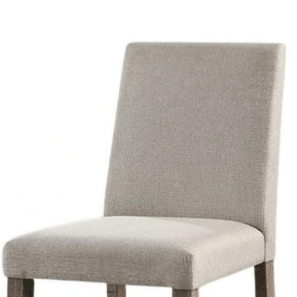 Genu Side Dining Chair Set of 2, Rustic Gray Wood, Gray Fabric - BM339425