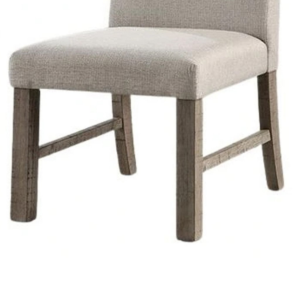 Genu Side Dining Chair Set of 2, Rustic Gray Wood, Gray Fabric - BM339425