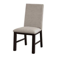 Renu Side Dining Chair Set of 2, Black Wood, Pleated Gray Polyester - BM339427