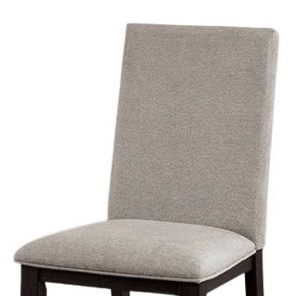 Renu Side Dining Chair Set of 2, Black Wood, Pleated Gray Polyester - BM339427
