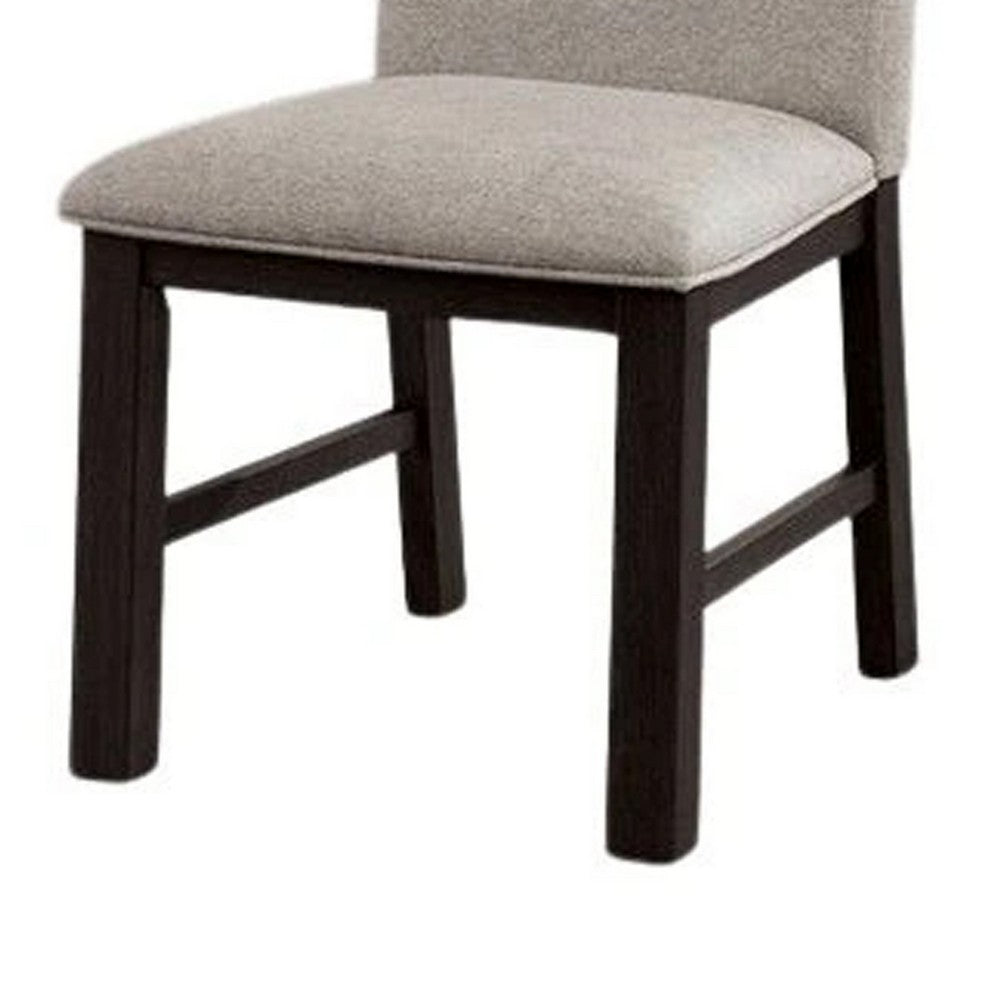 Renu Side Dining Chair Set of 2, Black Wood, Pleated Gray Polyester - BM339427